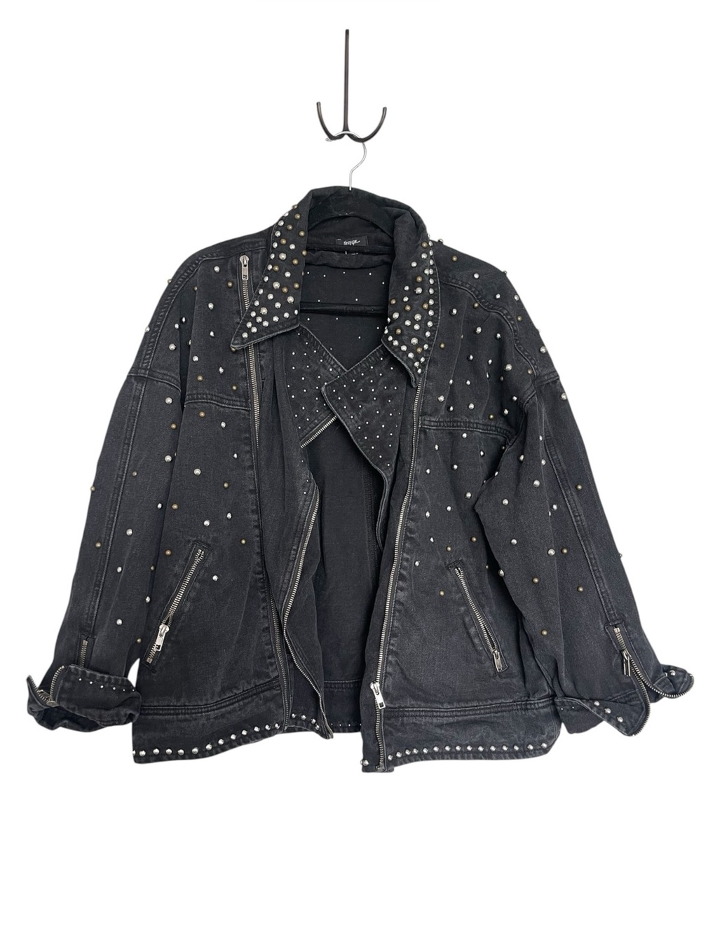 Nasty Gal Black Studded Denim Jacket